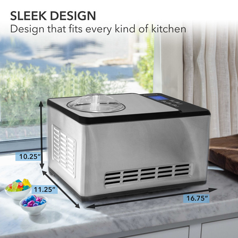 Whynter 2 Quart Ice Cream Maker and Yogurt Incubator with Stainless